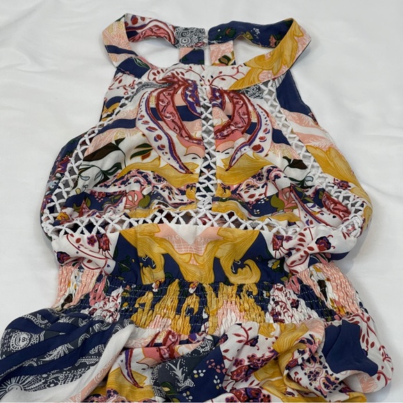 Womens Dress Small? Floral Printed Halter Cinch Waist A Line Dress - Picture 8 of 16